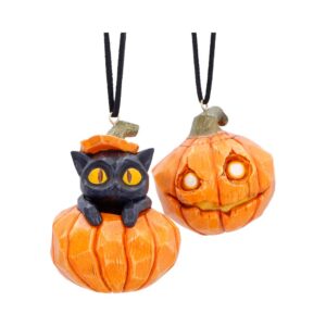 Pumpkin and Patch Hanging Ornaments (Set of 2)